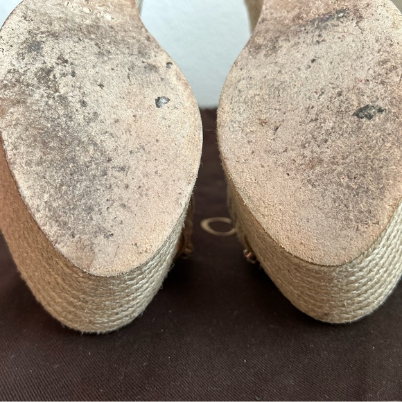 Gucci Rhinestone Ankle Strap Wedge Espadrilles. - Picture 7 of 11